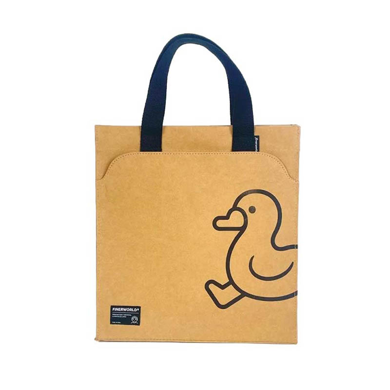Wasbare kraftpapier draagtas met pocke vooraan